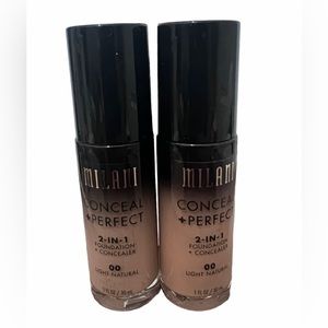 Milani Perfect 2-in-1 Foundation + Concealer Liquid Foundation NEW lot of 2